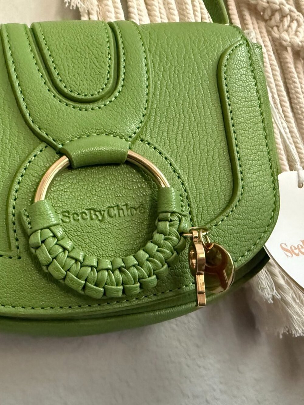 See by Chloé Hana Mini Leather & Suede Crossbody Bag Lime Green